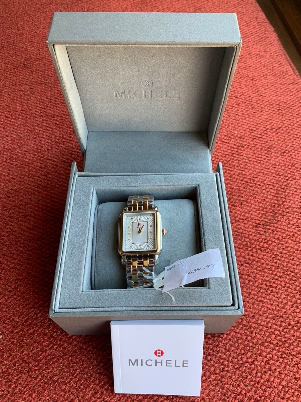 Michele Two-Tone Square Dial Bracelet Watch - Gold & Silver